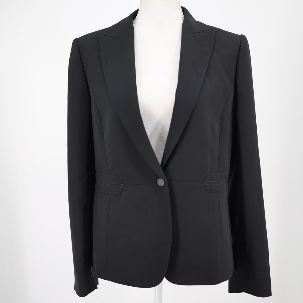 Calvin Klein Blazer Women 10 Black Single Button Tailored‎ Office Siren NWOT